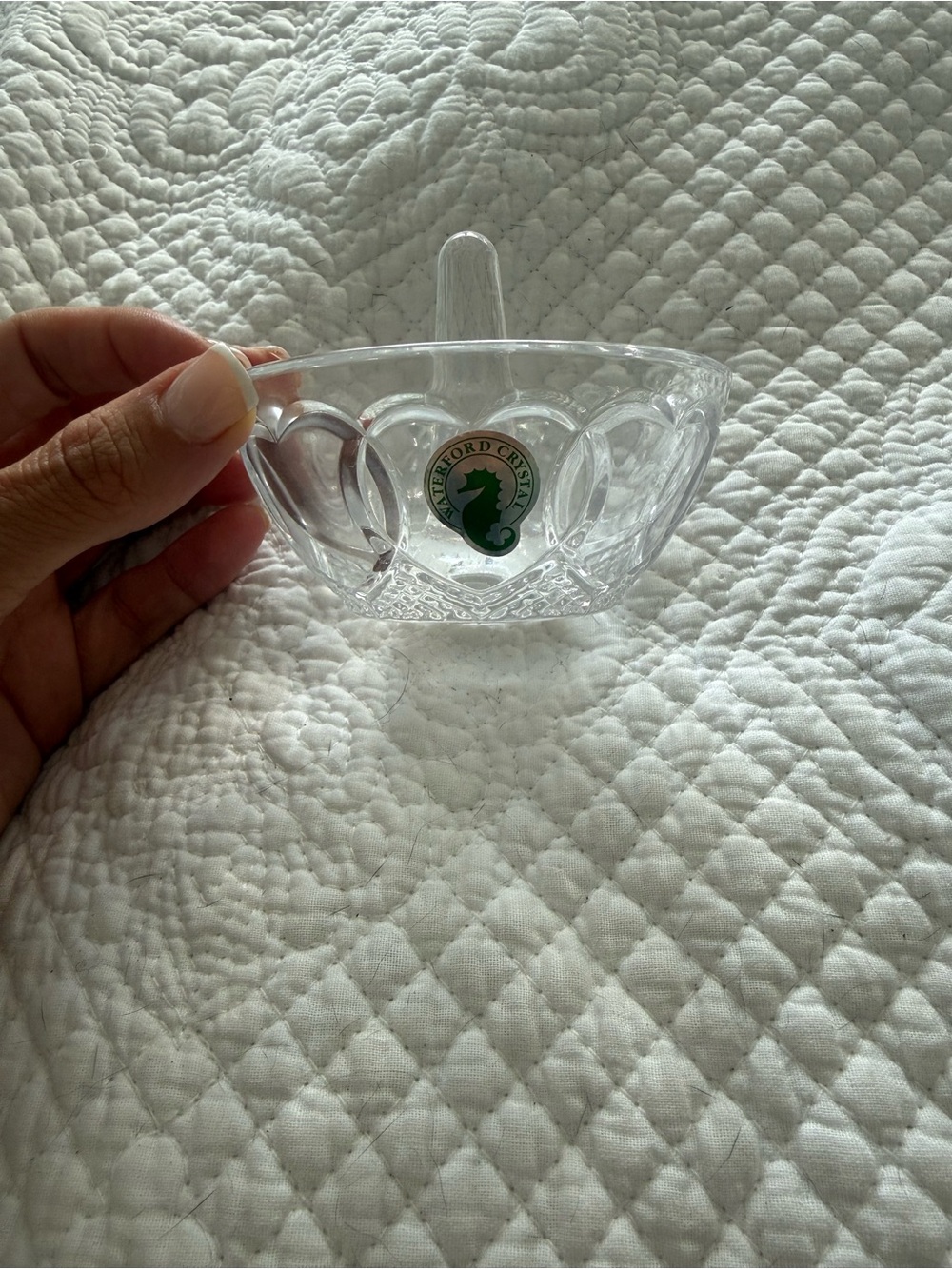 Waterford Crystal Clear Glass ring holder and dish with Heart Design